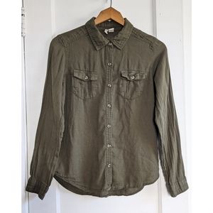 Olive Green Button Down Top